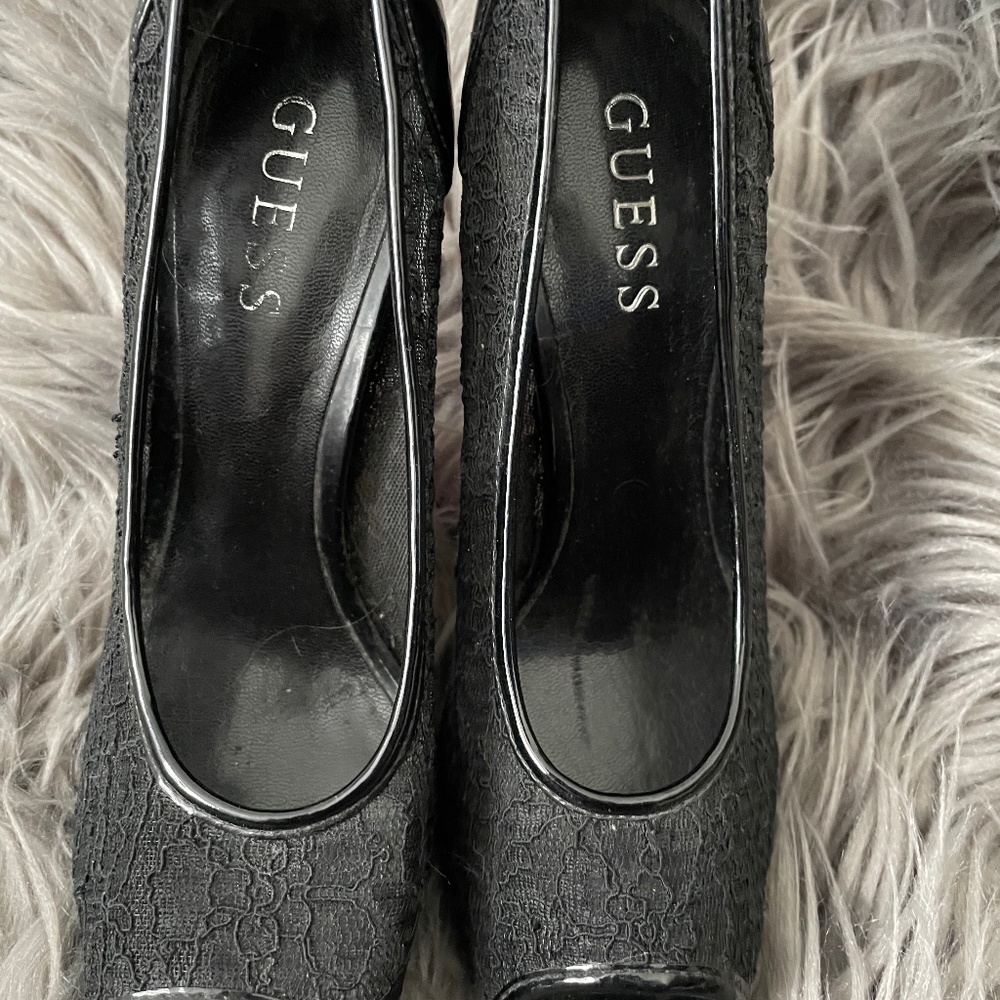 Lace, Leather Guess Heels